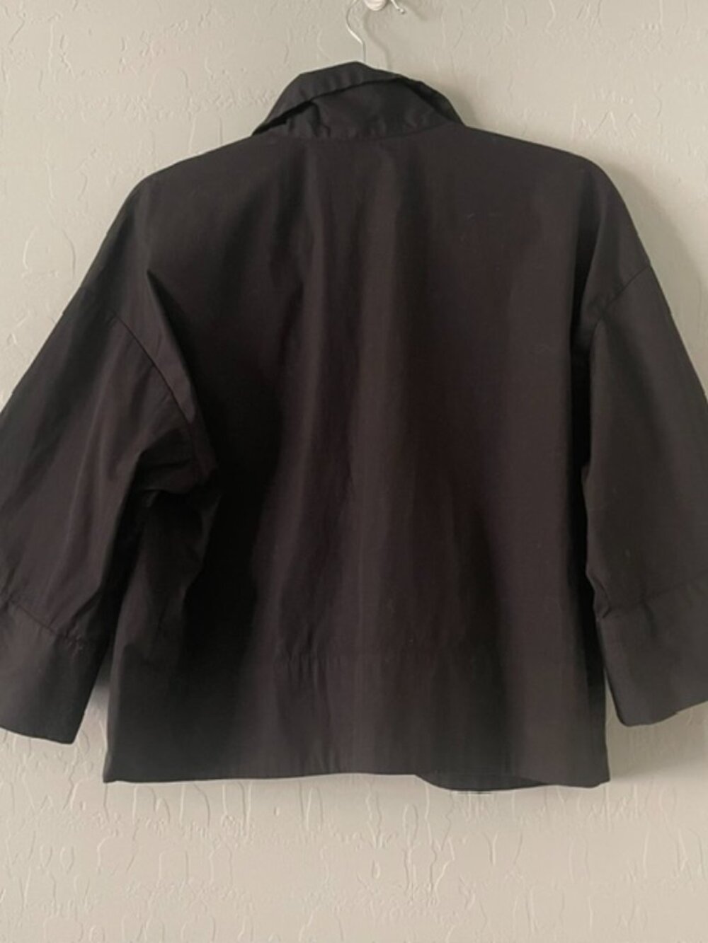 Banana Republic Black Poplin Ruched V-Neck Popover Boxy Blouse Top Size S - Picture 5 of 6
